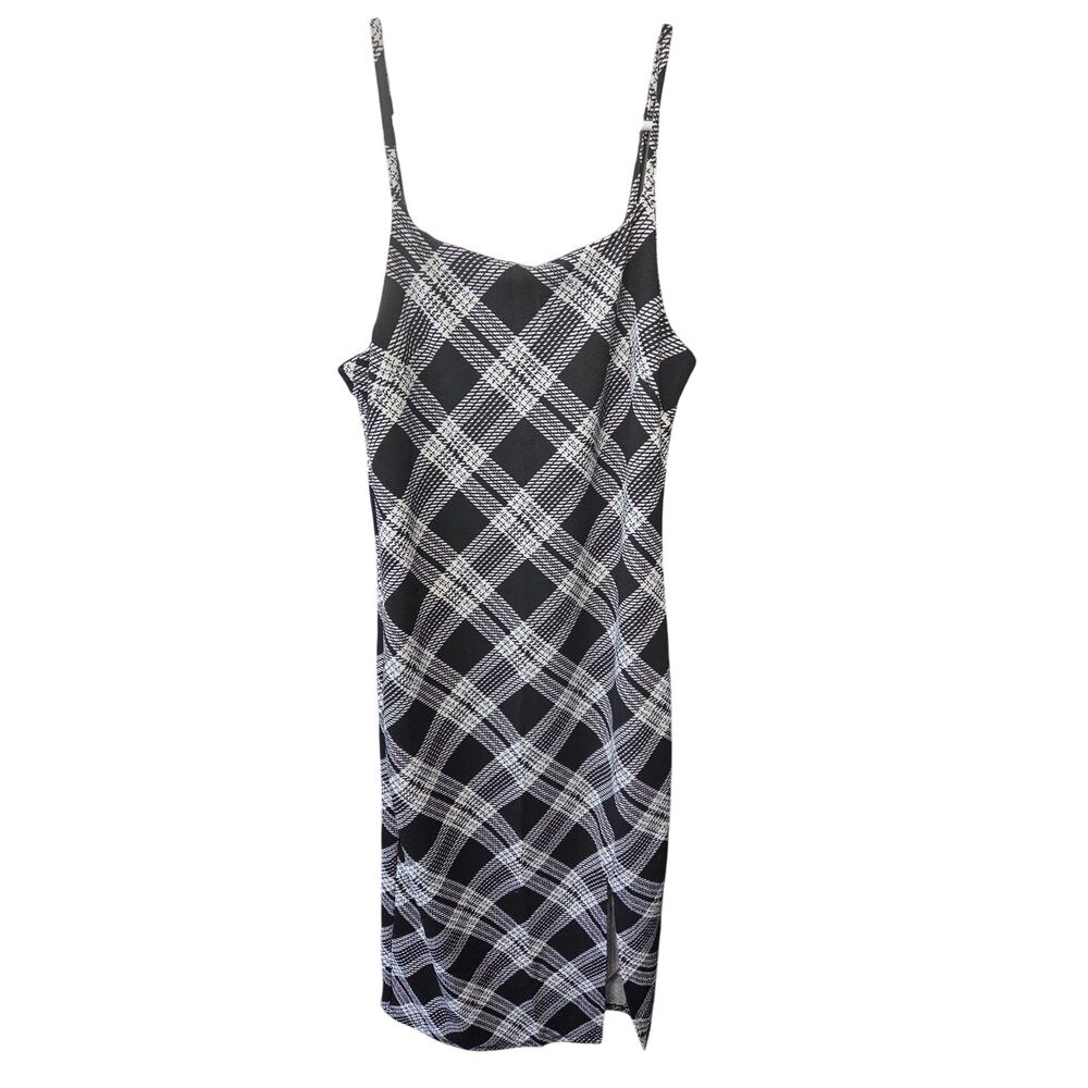 Black & White Plaid Midi Slip Dress - No Boundaries - M